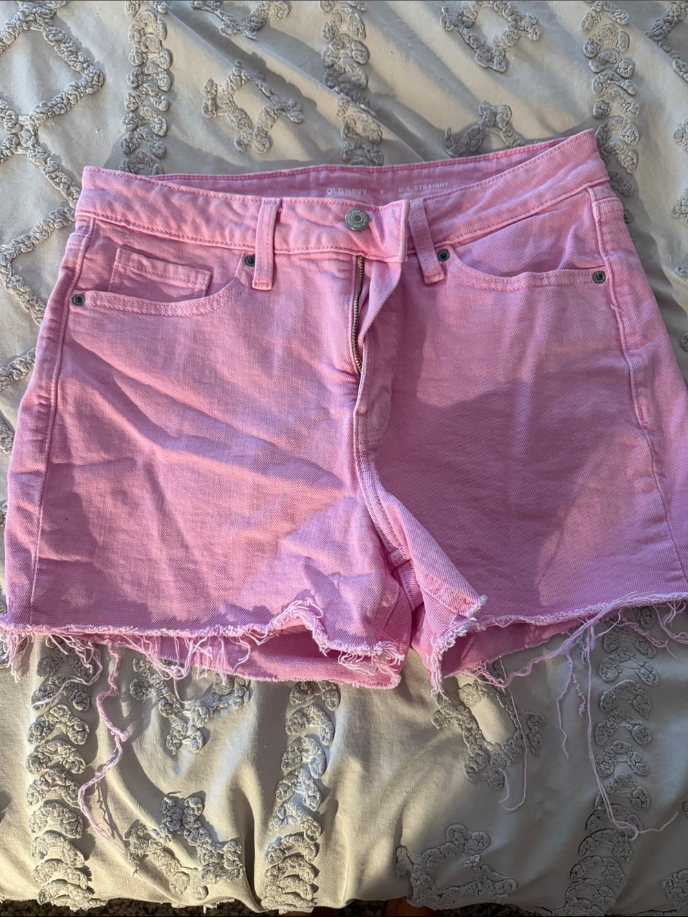 Old Navy Pink Frayed Denim Cutoff Shorts